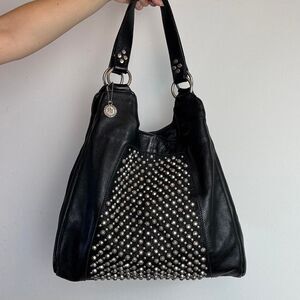Vintage Y2K Leather Rock Studded Leather Shoulder Bag Made in the USA
